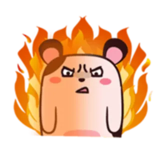 😠 en colère, dessin animé, feu, flammes, contrarié, mignon whatsapp sticker