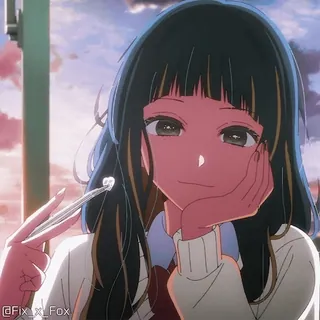😏 @FIX_X_FOX アニメ, 女の子, 笑顔, 美人, アニメーション, ポートレート telegram sticker