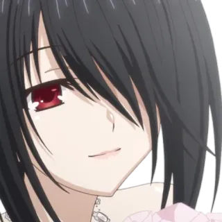 🙂 Kurumi Tokisaki Date A Live 动漫, 女孩, 黑发, 红眼睛, 微笑 telegram sticker