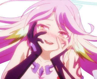 😍 Shiro No Game No Life anime, chica, linda, pelo rosa, videojuego, kawaii whatsapp sticker
