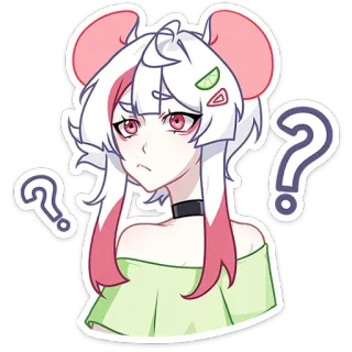 🤔 Аниме, Наклейка, Вопрос, Мышь, Персонаж, Милый telegram sticker