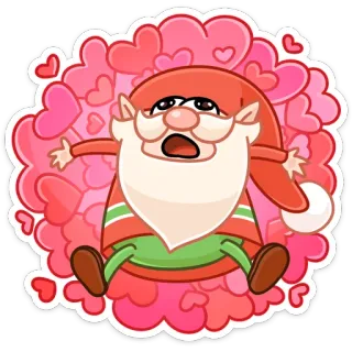 😍 Santa Claus Papá Noel, Navidad, Duende, Dibujos animados, Corazones, Amor, Festivo, Navideño telegram sticker