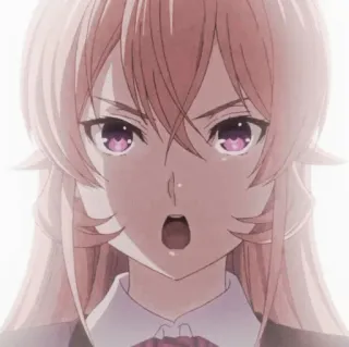 🥘 anime, ragazza, capelli rosa, arrabbiata, espressione telegram sticker
