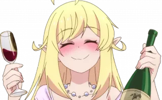 🥂 anime, cartoon, alcohol, wine, drinking telegram sticker