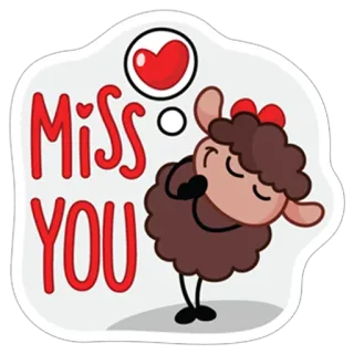 😊 Miss YOU sheep, cartoon, heart, miss you, love, friendship whatsapp sticker