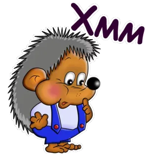 🤔 Xmm ёж, мультфильм, думающий, стикер telegram sticker