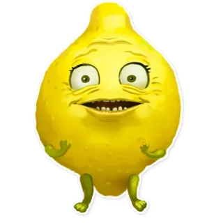 😧 limão, fruta, desenho animado, personagem, azedo, engraçado, amarelo telegram sticker
