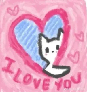 💘 I LOVE YOU 사랑, 고양이, 하트, 귀여운, 만화, 카와이, 사랑해, 동물 telegram sticker