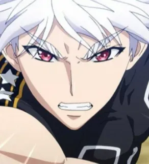 🎴 anime, character, close-up, anger, white hair, red eyes telegram sticker