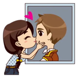 😘 Cartoon, Kuss, Liebe, Paar, Romantik telegram sticker