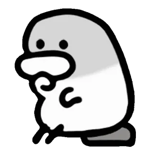 🐤 Blob, Mignon, Dessin animé, Personnage, Blanc, Gris whatsapp sticker
