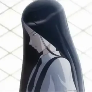 😔 anime, character, black hair, long hair, girl telegram sticker