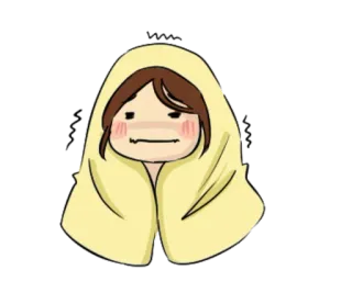 🤧 carino, fresco, imbacuccato, coperta, cartone animato, freddo whatsapp sticker