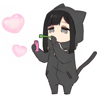😘 アニメ, 漫画, 可愛い, かわいい, 猫, 泡, ハート whatsapp sticker