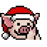 👏 maiale, dito medio, pixel art, natale, cappello da babbo natale, sticker telegram sticker