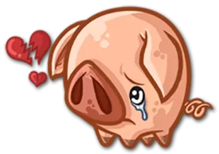 💔 porco, triste, chorando, coração partido, emoções telegram sticker