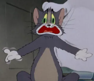 😱 Tom Cat Tom and Jerry мультфильм, кот, испуганный, в шоке, классический whatsapp sticker