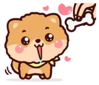 😍 pies, słodki, szczeniak, kość, zwierzę, kreskówka telegram sticker