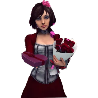 🌹 Elizabeth BioShock Infinite Bioshock, Элизабет, цветы, день святого Валентина, подарок, видеоигра telegram sticker