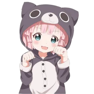 😃 аниме, девушка, милая, медведь, персонаж, розовые волосы, каваи whatsapp sticker