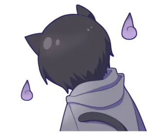 😔 Anime, Gatto, Orecchie, Sudore, Carino telegram sticker