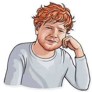 😏 Ed Sheeran cantante, pelirroja, dibujo animado, retrato, músico, celebridad telegram sticker