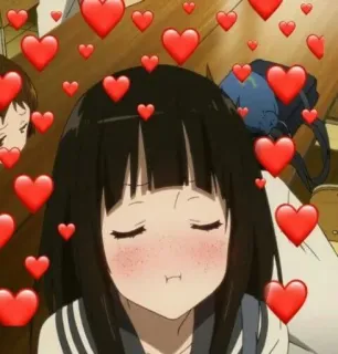 🆓 Anime, Ragazza, Cuori, Carino, Amore telegram sticker