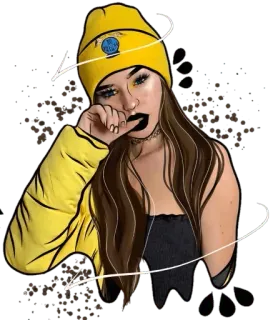 🤔 여자, 소녀, 초상화, 비니, 패션, 스타일 telegram sticker