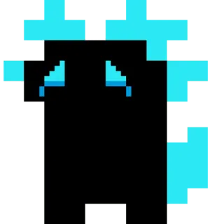 😀 pixel art, pleurer, bleu, noir, personnage, triste whatsapp sticker