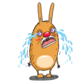 😭 piangere, lacrime, triste, coniglio, personaggio, cartoni animati whatsapp sticker