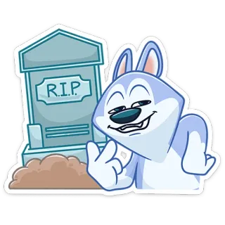 😉 R.I.P. Мультфильм, Животное, Могила, RIP, Смерть, Кролик telegram sticker