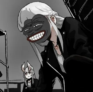 😂 アニメ, マスク, 白黒 telegram sticker