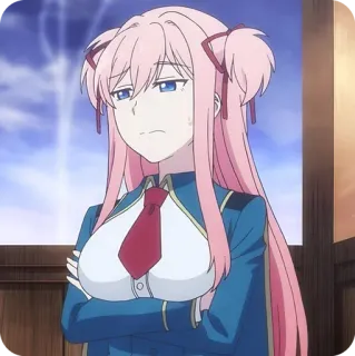 🤨 animé, fille, cheveux roses, énervée, personnage, mignon telegram sticker