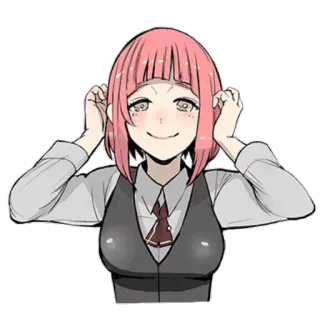 🤗 gadis anime, rambut pink, senyum, ceria, karakter, stiker telegram sticker