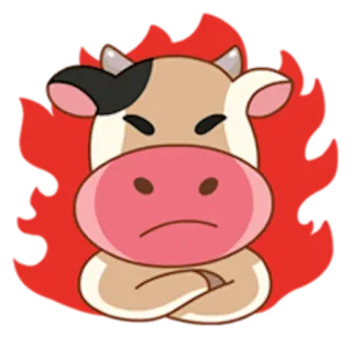 😡 krowa, zły, czerwony, kreskówka, zwierzę telegram sticker