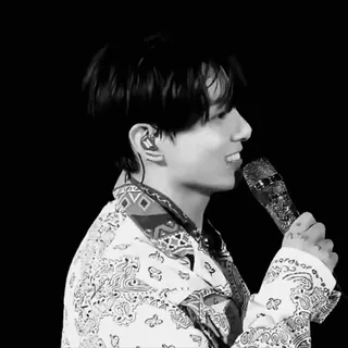 🎤 singer, microphone, music, portrait, black and white telegram sticker