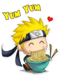 😋 Naruto YUM YUM Naruto, anime, food, ramen, cute, eating telegram sticker