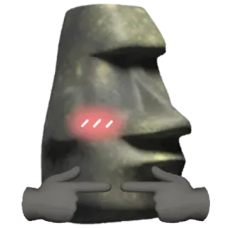 🗿 โมไอ, รูปปั้น, เกาะอีสเตอร์, อิโมจิ, นิ้ว, ขี้อาย, หน้าแดง telegram sticker