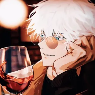 💠 Gojo Satoru Jujutsu Kaisen Anime, Manga, Gojo, Jujutsu Kaisen, pelo blanco, vino whatsapp sticker