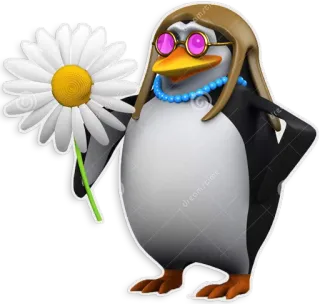 👒 penguin, flower, sunglasses, animal, cartoon, cute telegram sticker