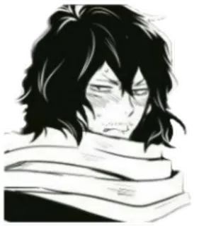 😣 Shota Aizawa My Hero Academia anime, teacher, pro hero, eraserhead, tired telegram sticker