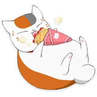 🥞 gato, fofo, comendo, sobremesa, adesivo, animal whatsapp sticker