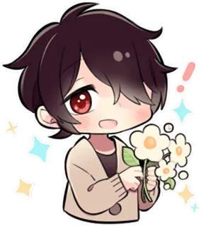 🌸 Anime, Chibi, Flores, Fofo, Desenho animado, Ilustração, Personagem telegram sticker