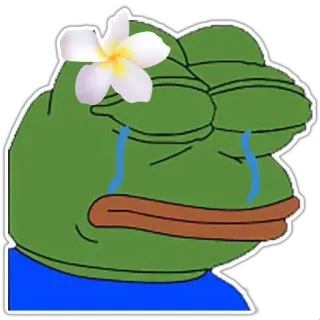 😭 Pepe the Frog pepe, żaba, mem, płacz, kwiat, smutny telegram sticker