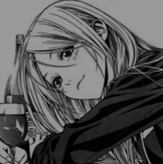 ➰ Anime, Frau, Wein, Porträt, Manga, Schwarzweiß telegram sticker