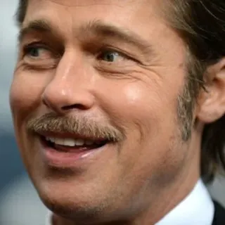 😅 Brad Pitt Brad Pitt, actor, celebridad, bigote, retrato whatsapp sticker