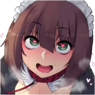 😝 anime, maid, choker, hearts, blush telegram sticker