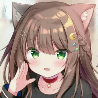 🎡 fille anime, oreilles de chat, mignon, dessin animé, kawaii telegram sticker