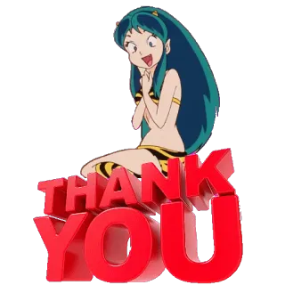 😀 Lum Invader Urusei Yatsura THANK YOU anime, thank you, Lum Invader, Urusei Yatsura, cartoon, manga telegram sticker
