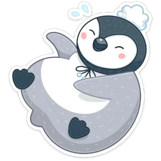 😂 пингвин, мультфильм, животное, зима, милый, стикер, иллюстрация whatsapp sticker